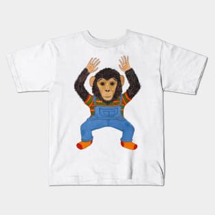 Dancing Chimpanzee Wearing Overalls Kids T-Shirt